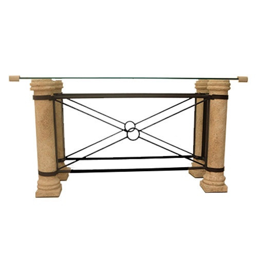 Faux Stone Side Table With a Glass Top