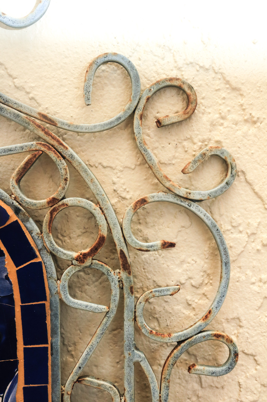 Wrought Iron and Ceramic Wall Planter