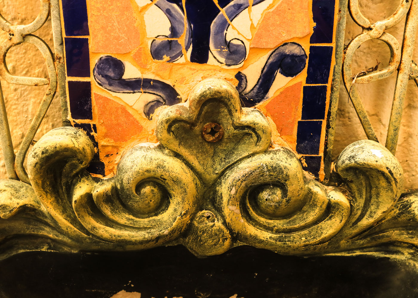 Wrought Iron and Ceramic Wall Planter