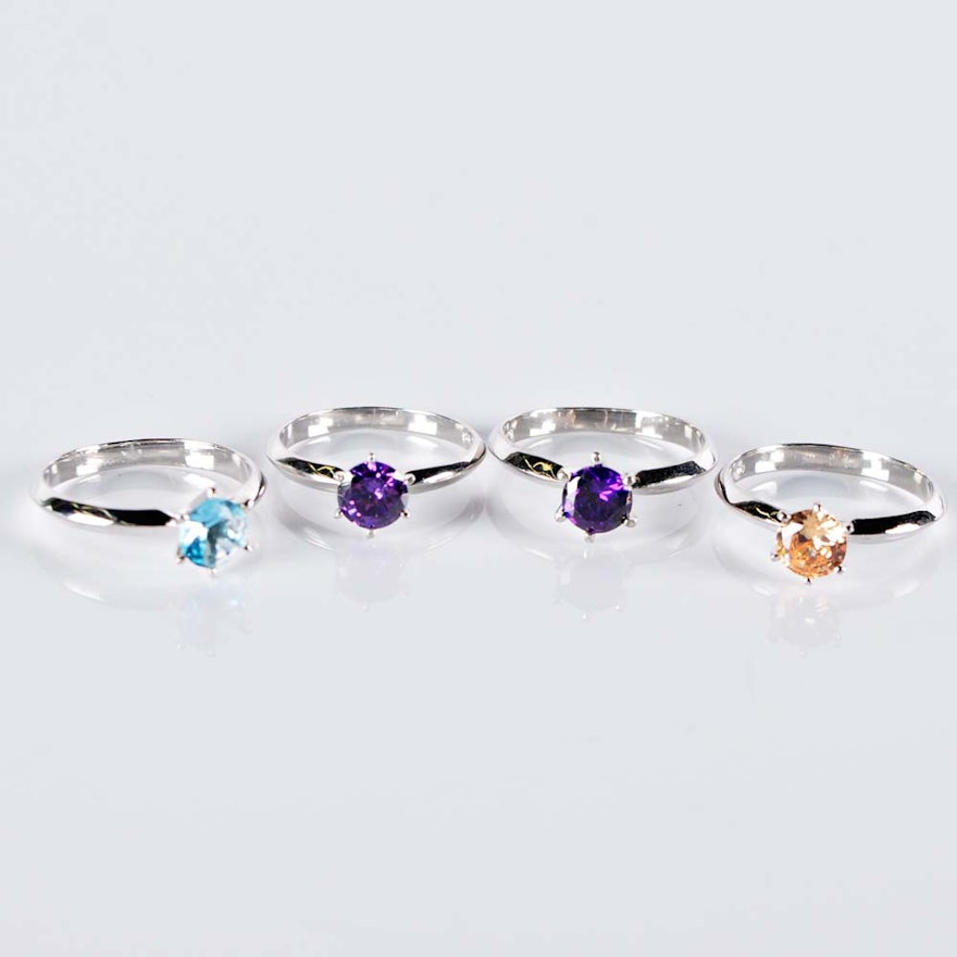 Sterling Silver Simulated Stone Rings