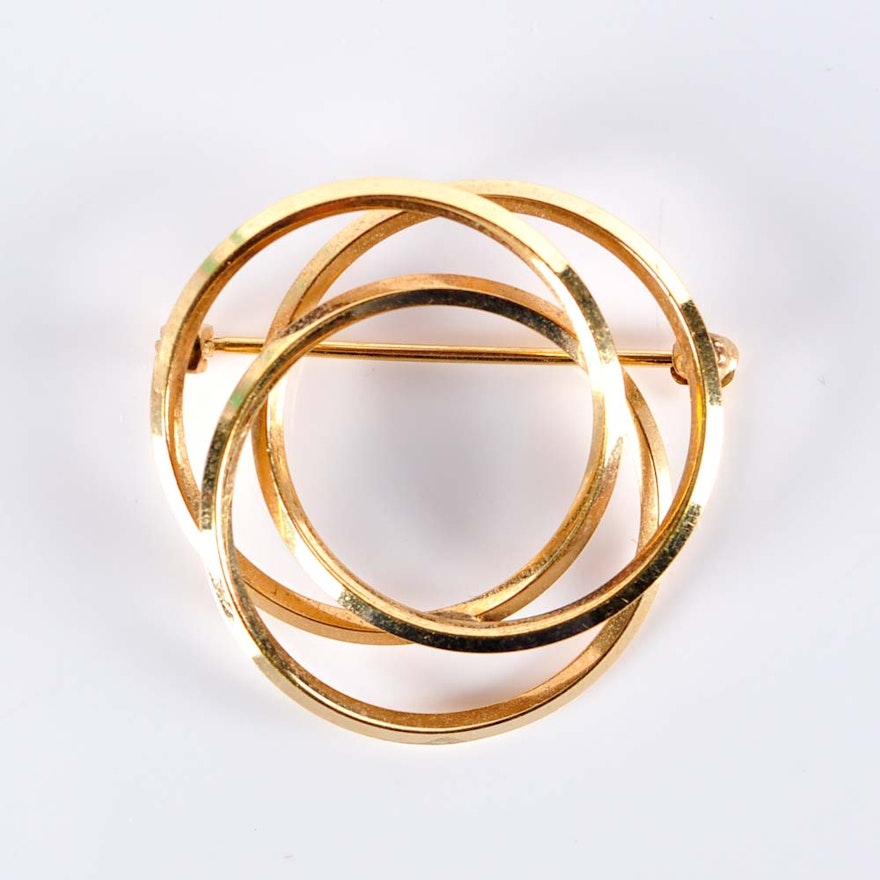 14K Three Circle Brooch