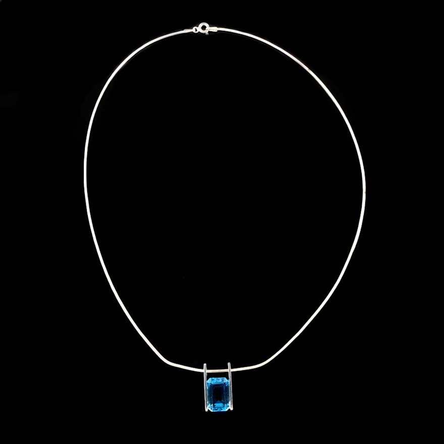 Sterling Silver Blue Topaz Pendant