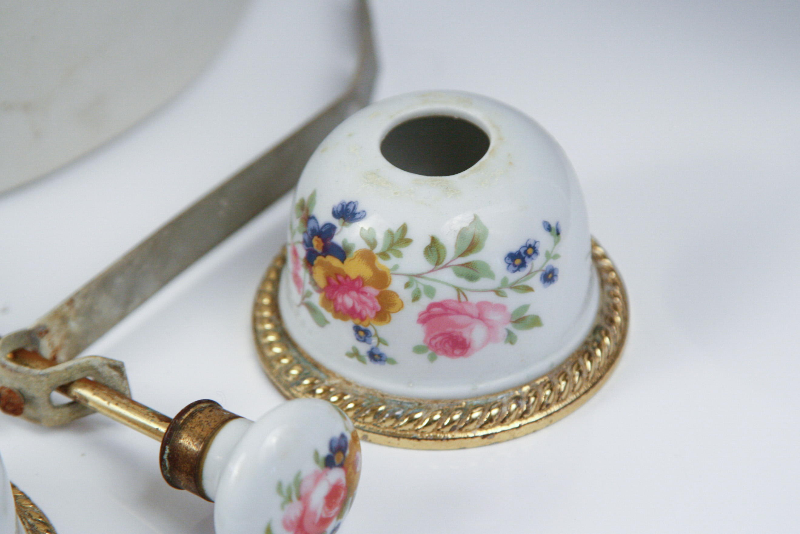 Porcelain Floral Vessel Sink with Matching Fixtures