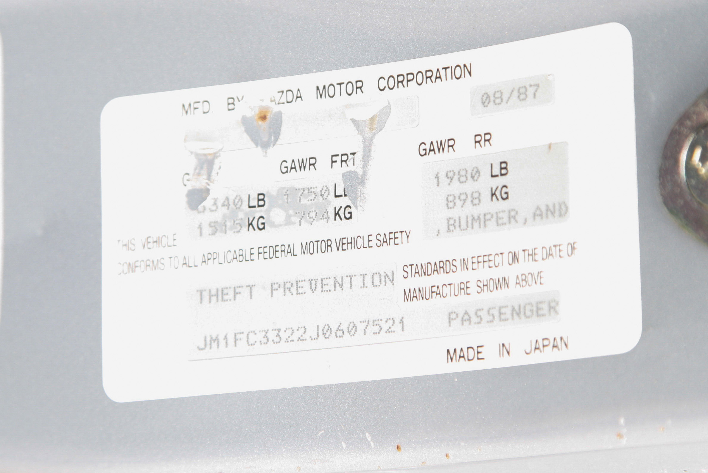 1987 Mazda RX-7 Turbo II Sports Car