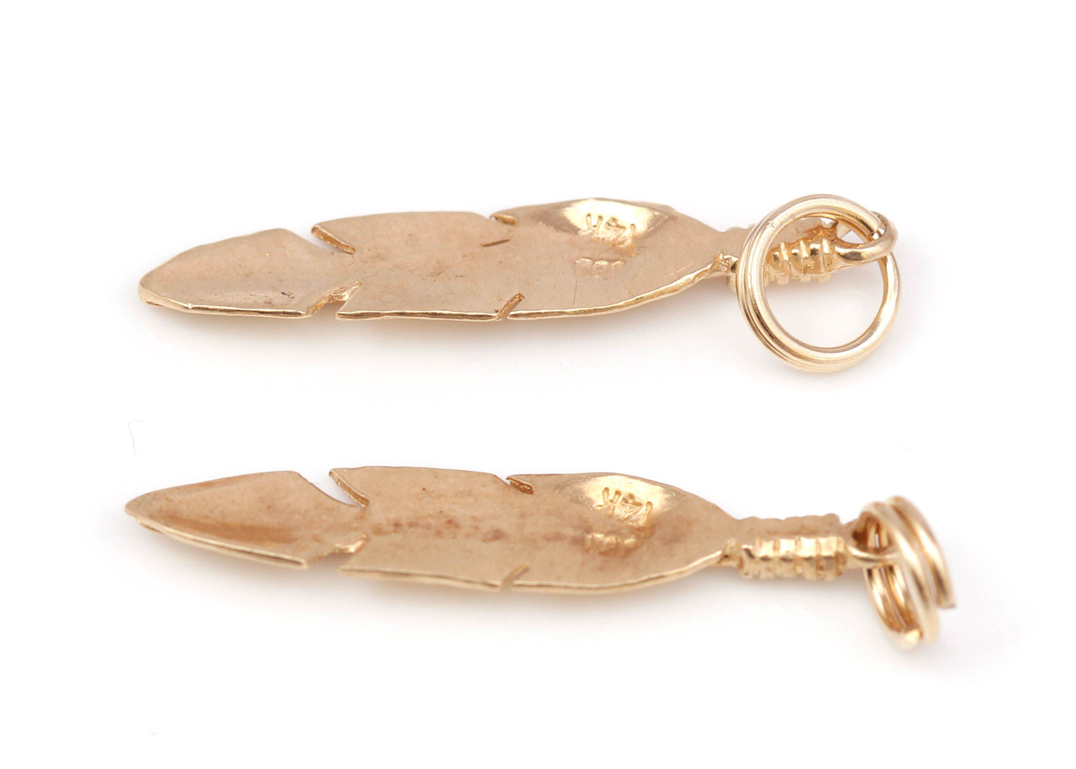 14K Yellow Gold Feather Pendants