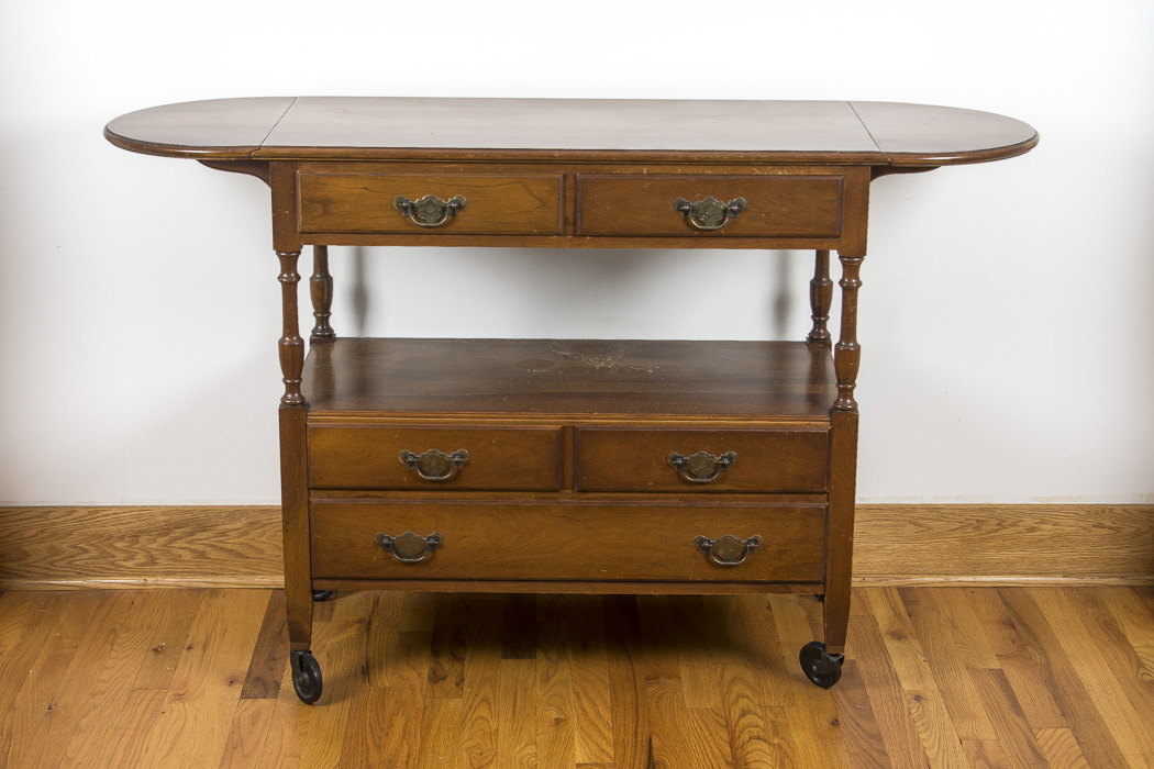 Cherry Wood Buffet On Casters