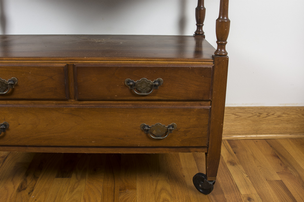 Cherry Wood Buffet On Casters