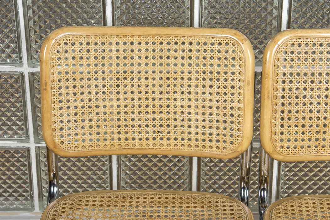 "Cesca" Caned Cantilever Dining Chairs After Marcel Breuer