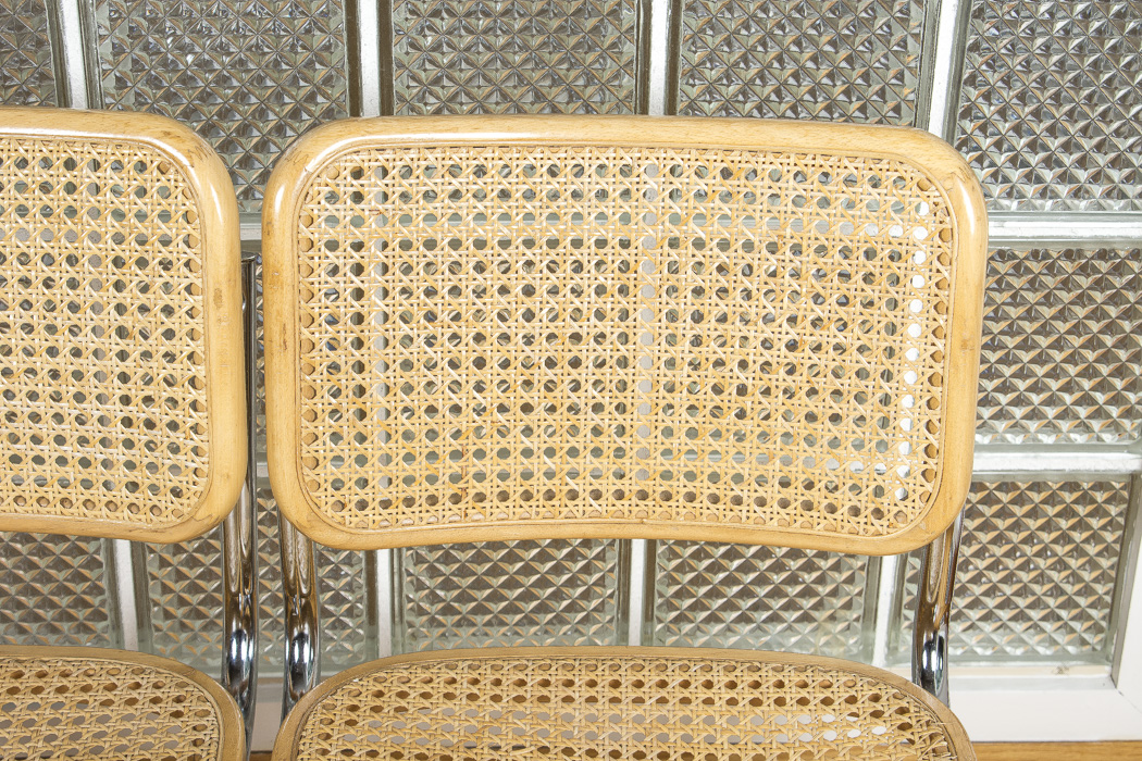 "Cesca" Caned Cantilever Dining Chairs After Marcel Breuer