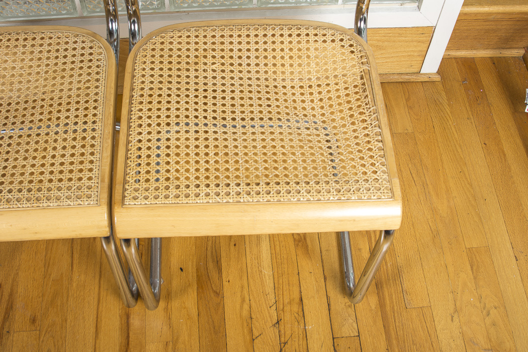 "Cesca" Caned Cantilever Dining Chairs After Marcel Breuer