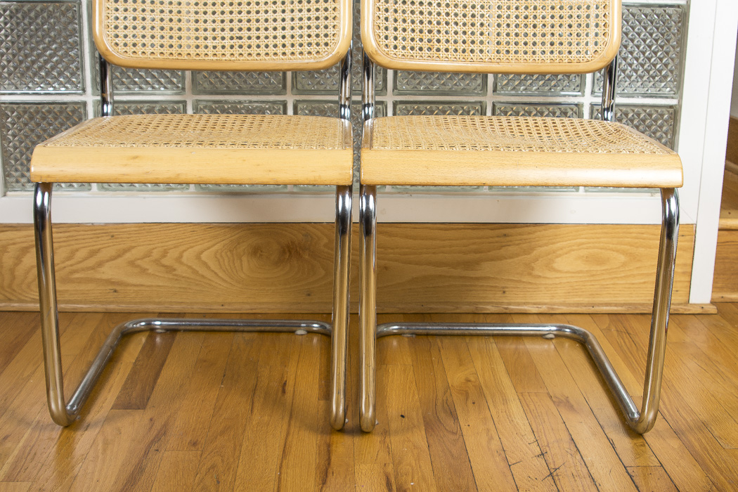 "Cesca" Caned Cantilever Dining Chairs After Marcel Breuer