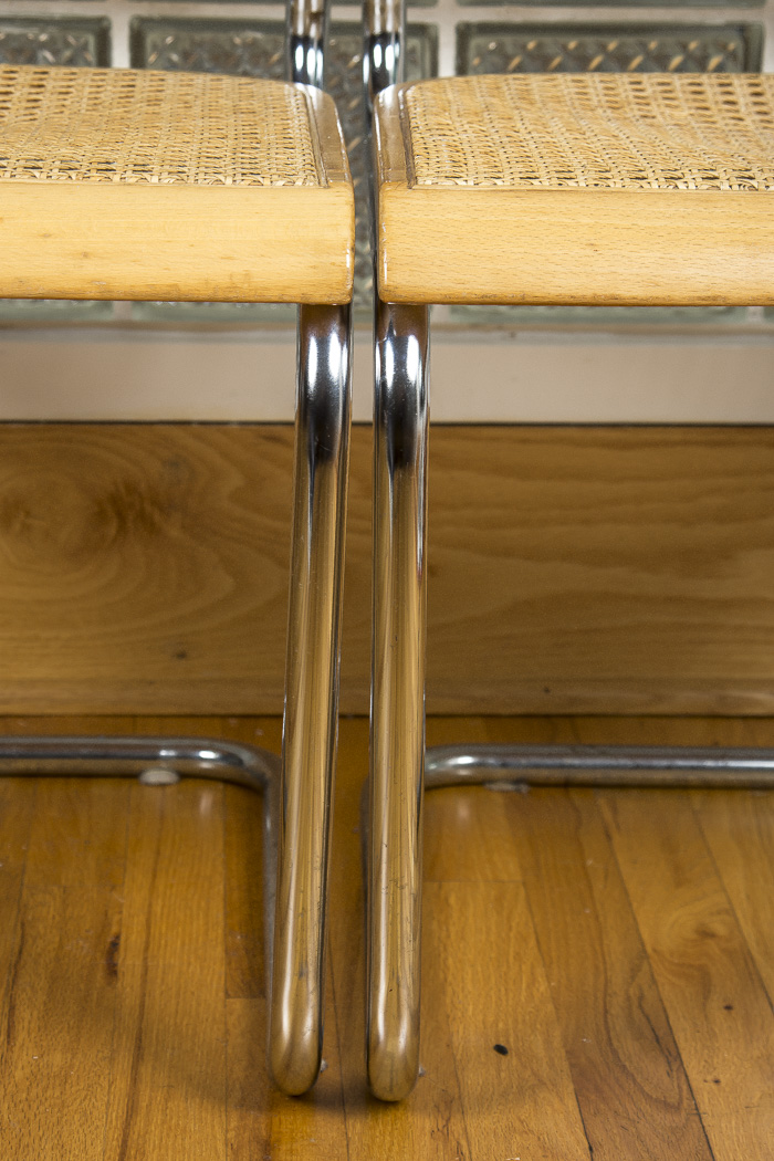 "Cesca" Caned Cantilever Dining Chairs After Marcel Breuer