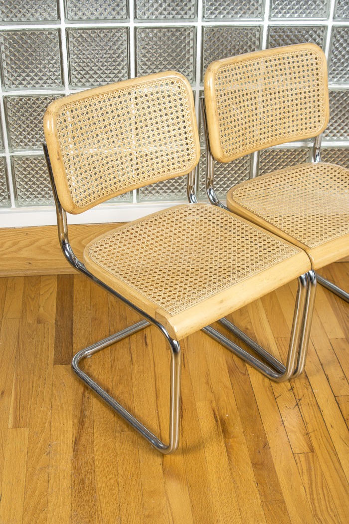 "Cesca" Caned Cantilever Dining Chairs After Marcel Breuer