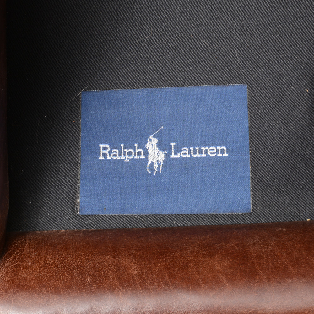 Ralph Lauren Button Tucked Leather Arm Chair and Ottoman