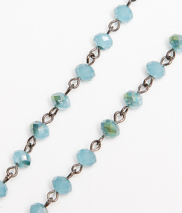 Beaded Crystal Pendant Necklaces with Copper Cross