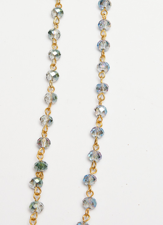 Beaded Crystal Pendant Necklaces with Copper Cross