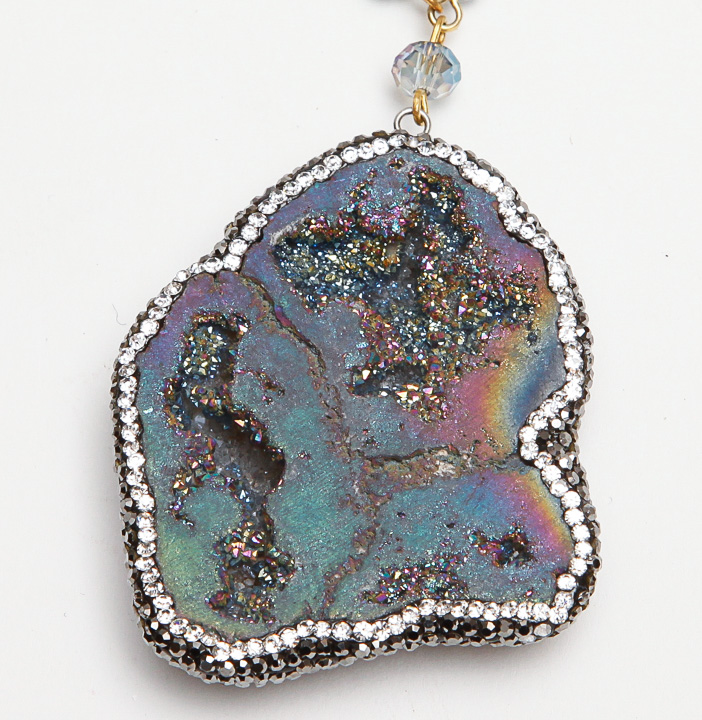 Beaded Crystal Pendant Necklaces with Copper Cross