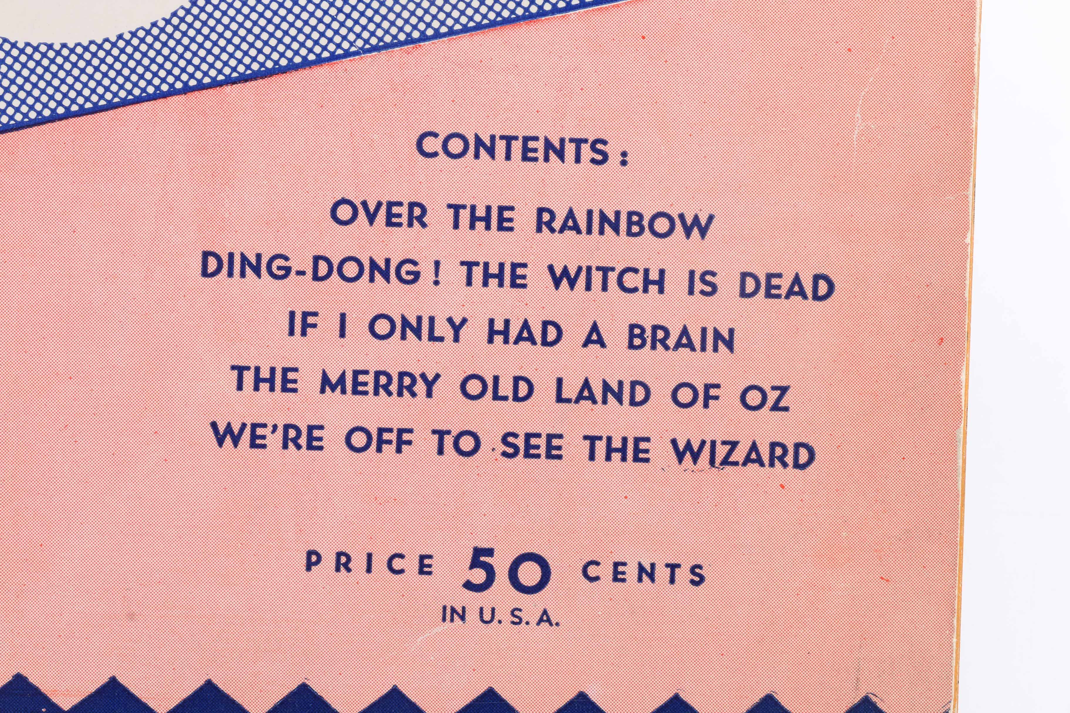 1939 Souvenir "Wizard Of Oz" Sheet Music