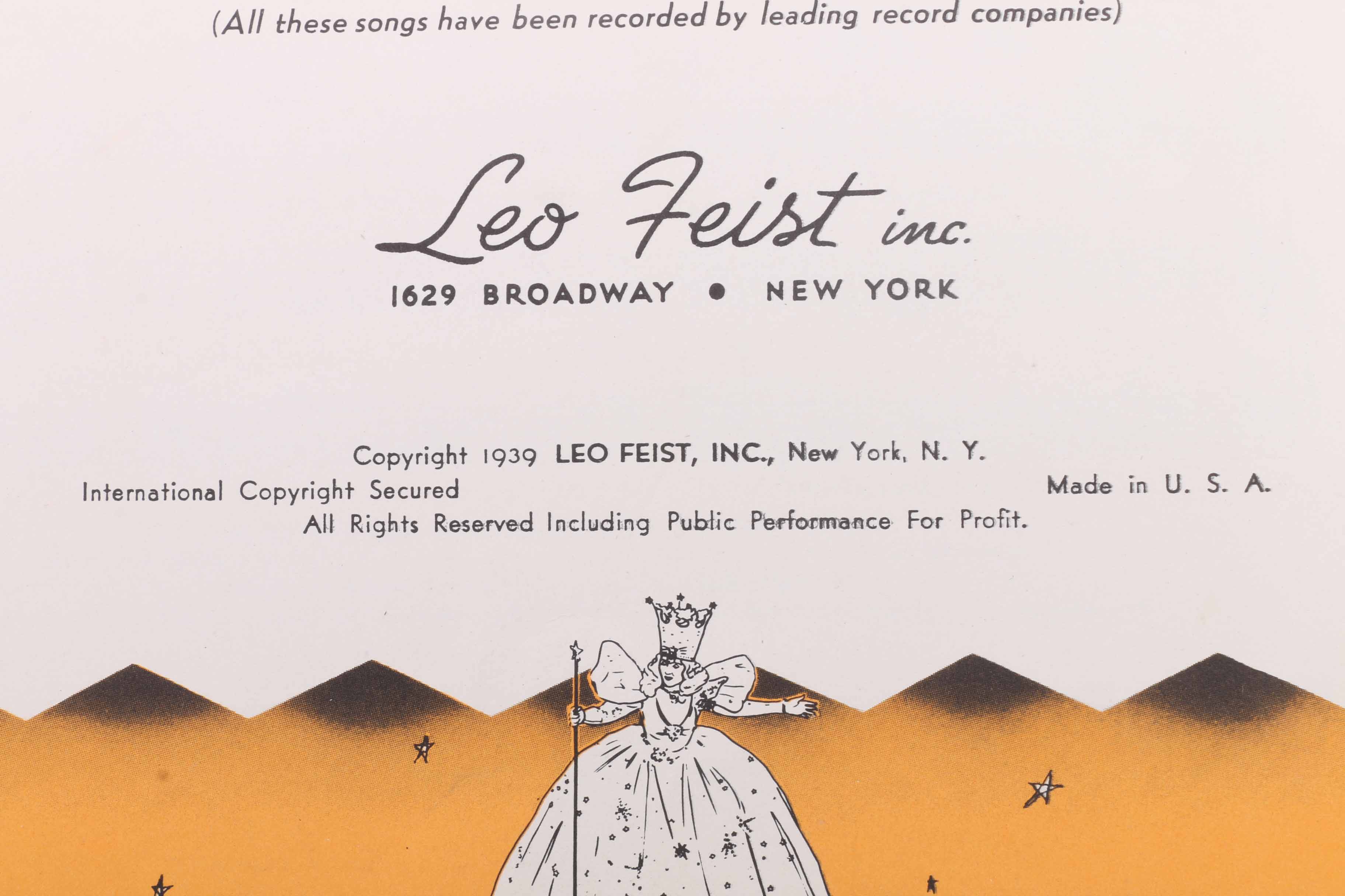 1939 Souvenir "Wizard Of Oz" Sheet Music