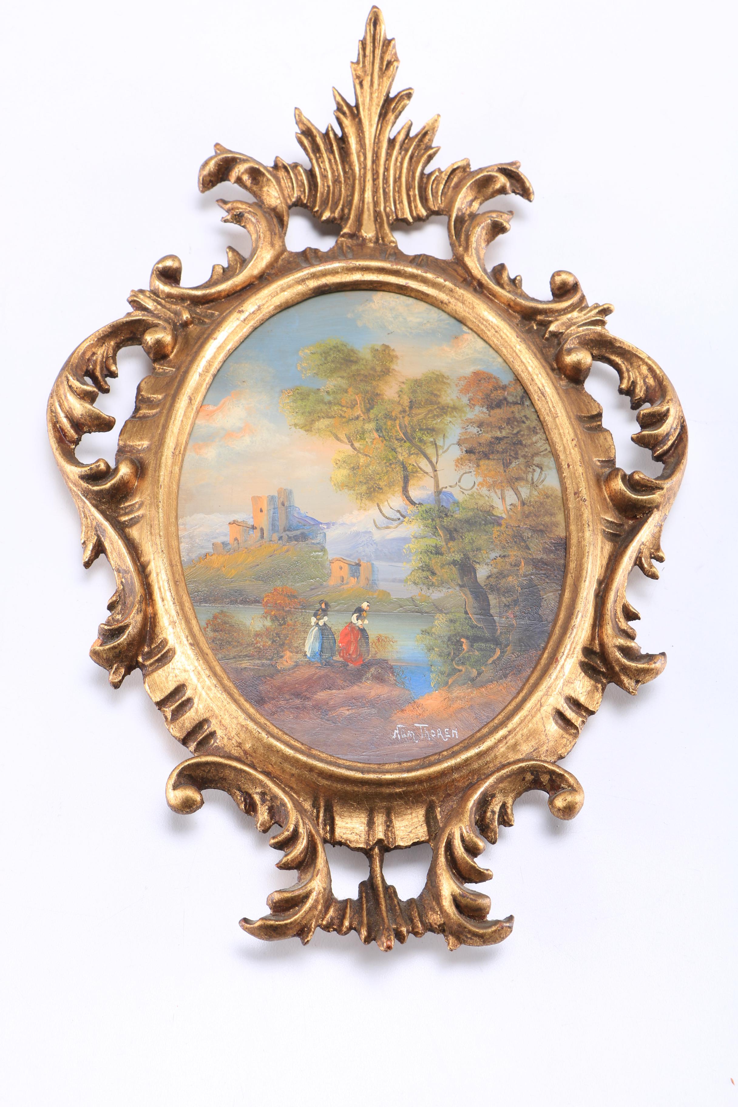 Oil Paintings on Copper With Ornate Italian Frames