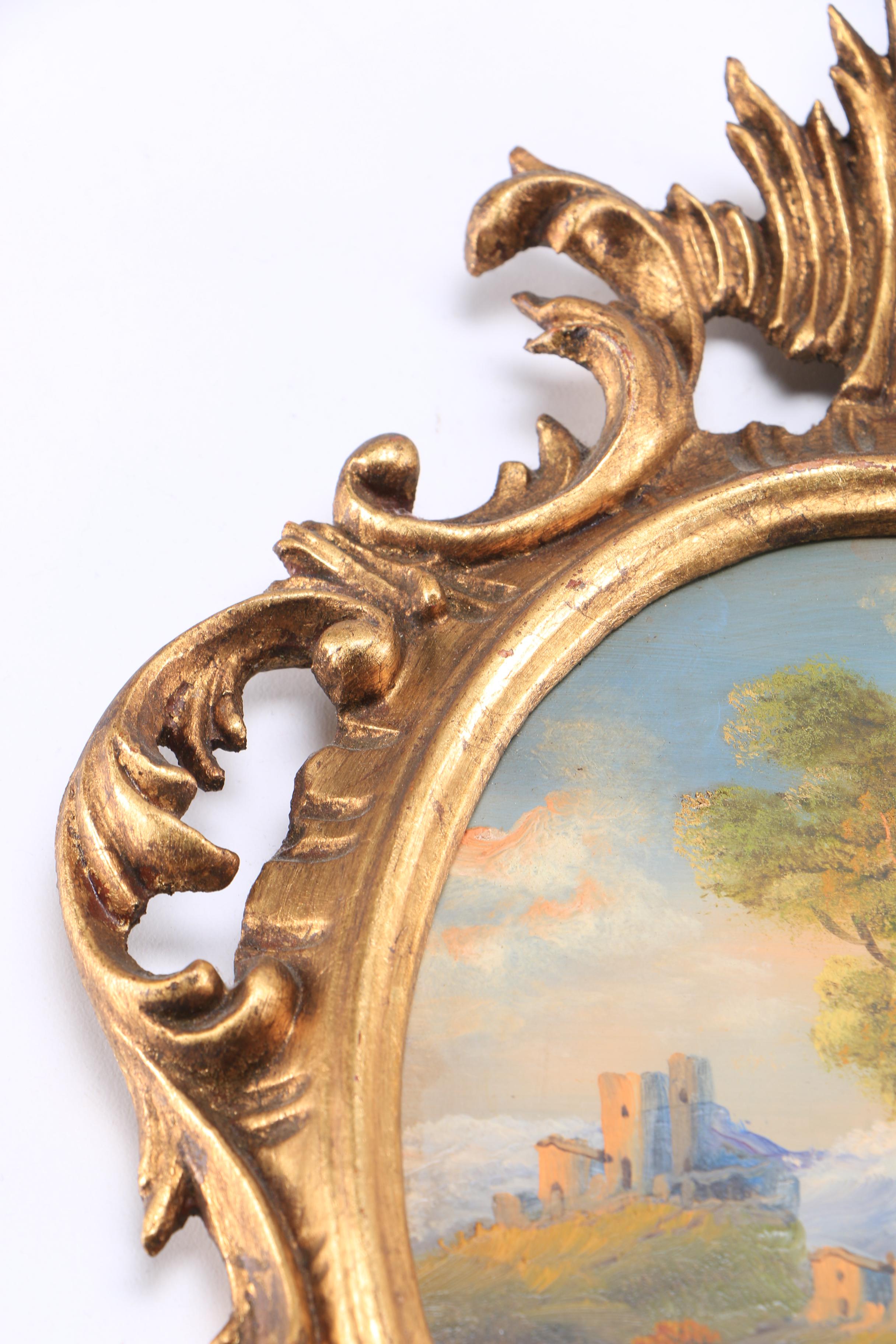 Oil Paintings on Copper With Ornate Italian Frames