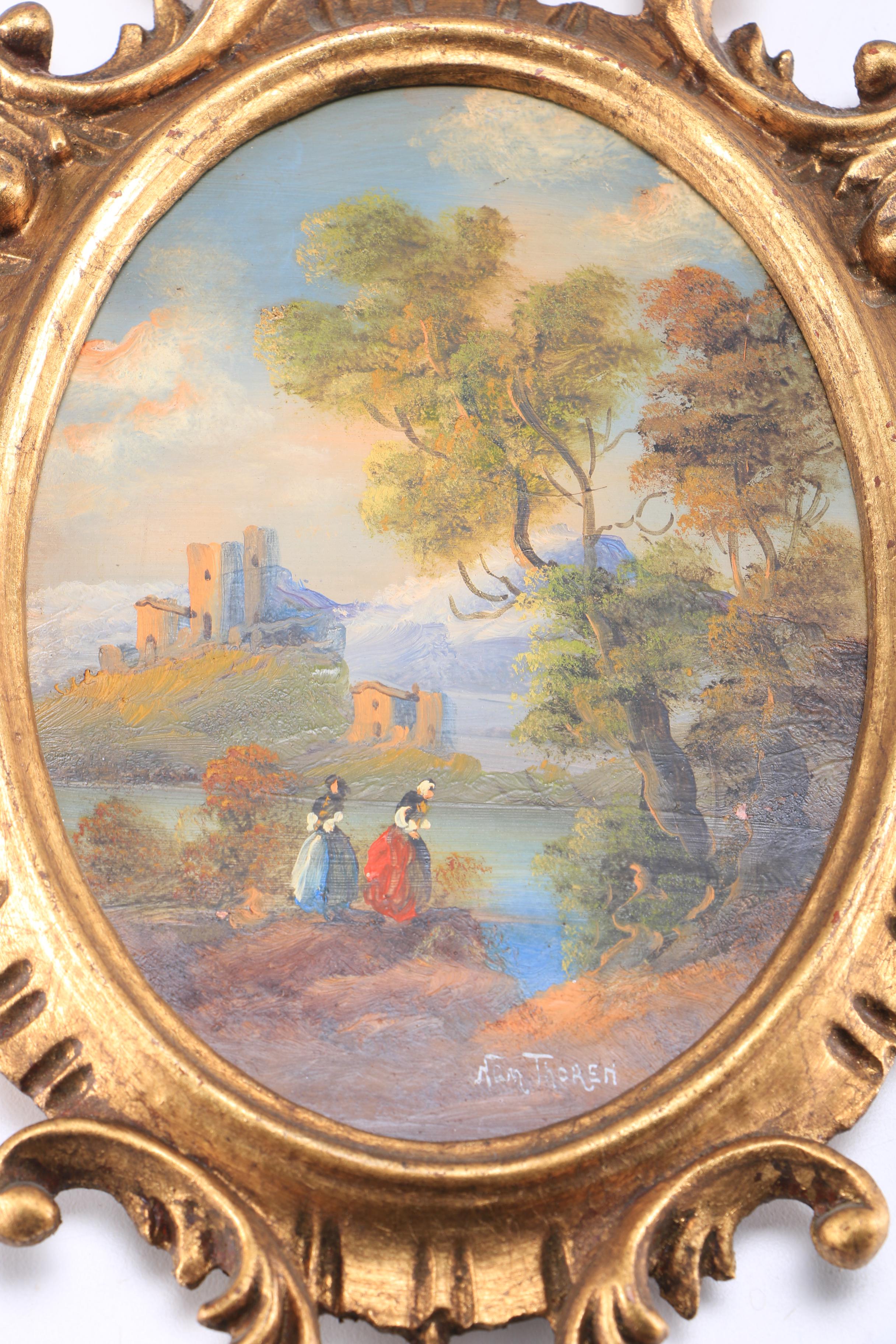 Oil Paintings on Copper With Ornate Italian Frames