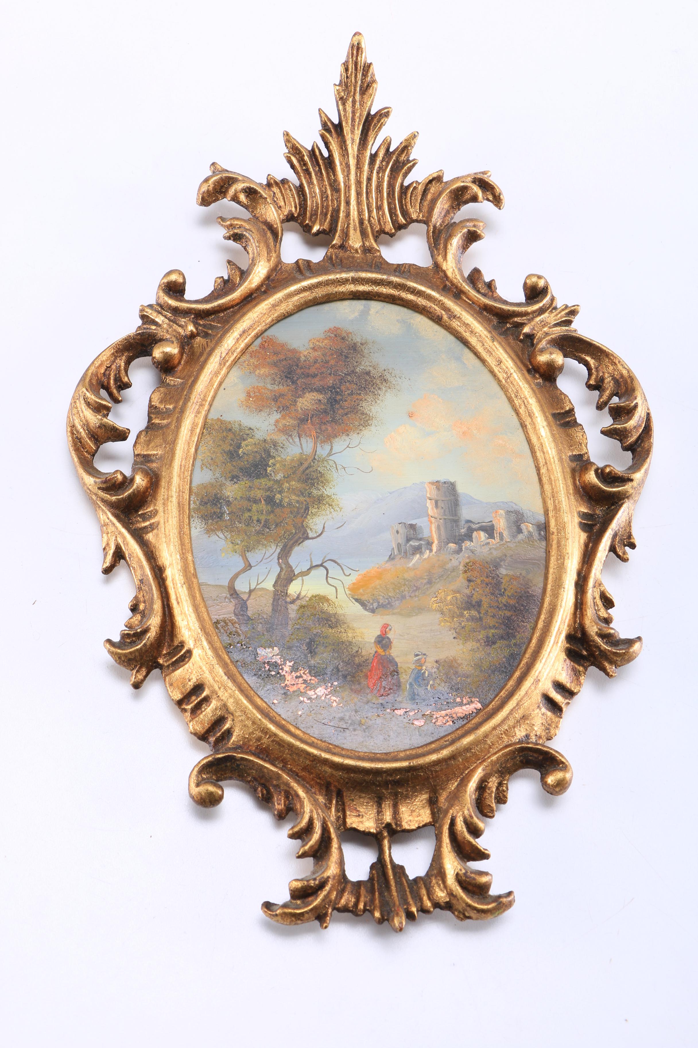 Oil Paintings on Copper With Ornate Italian Frames