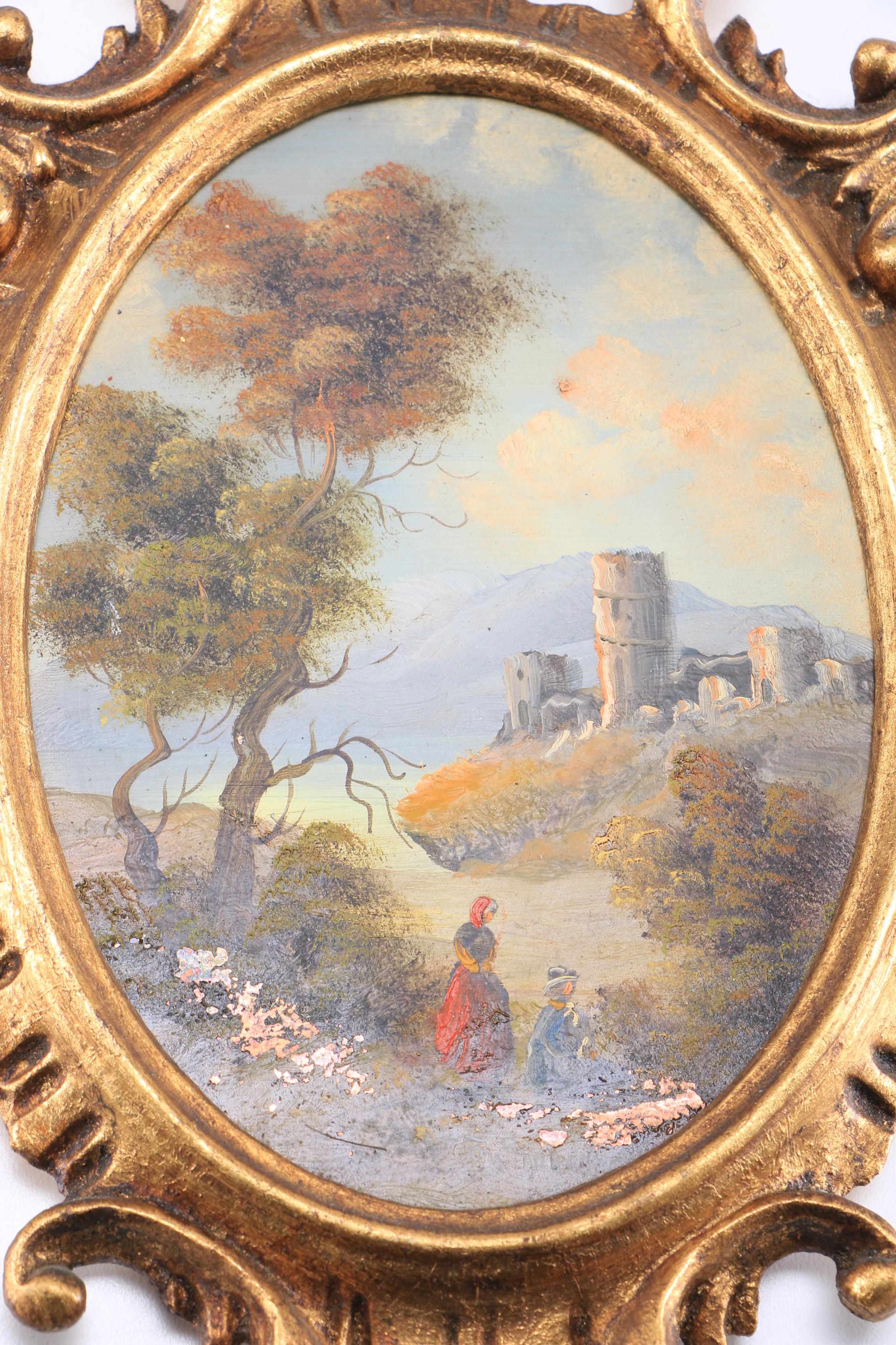 Oil Paintings on Copper With Ornate Italian Frames