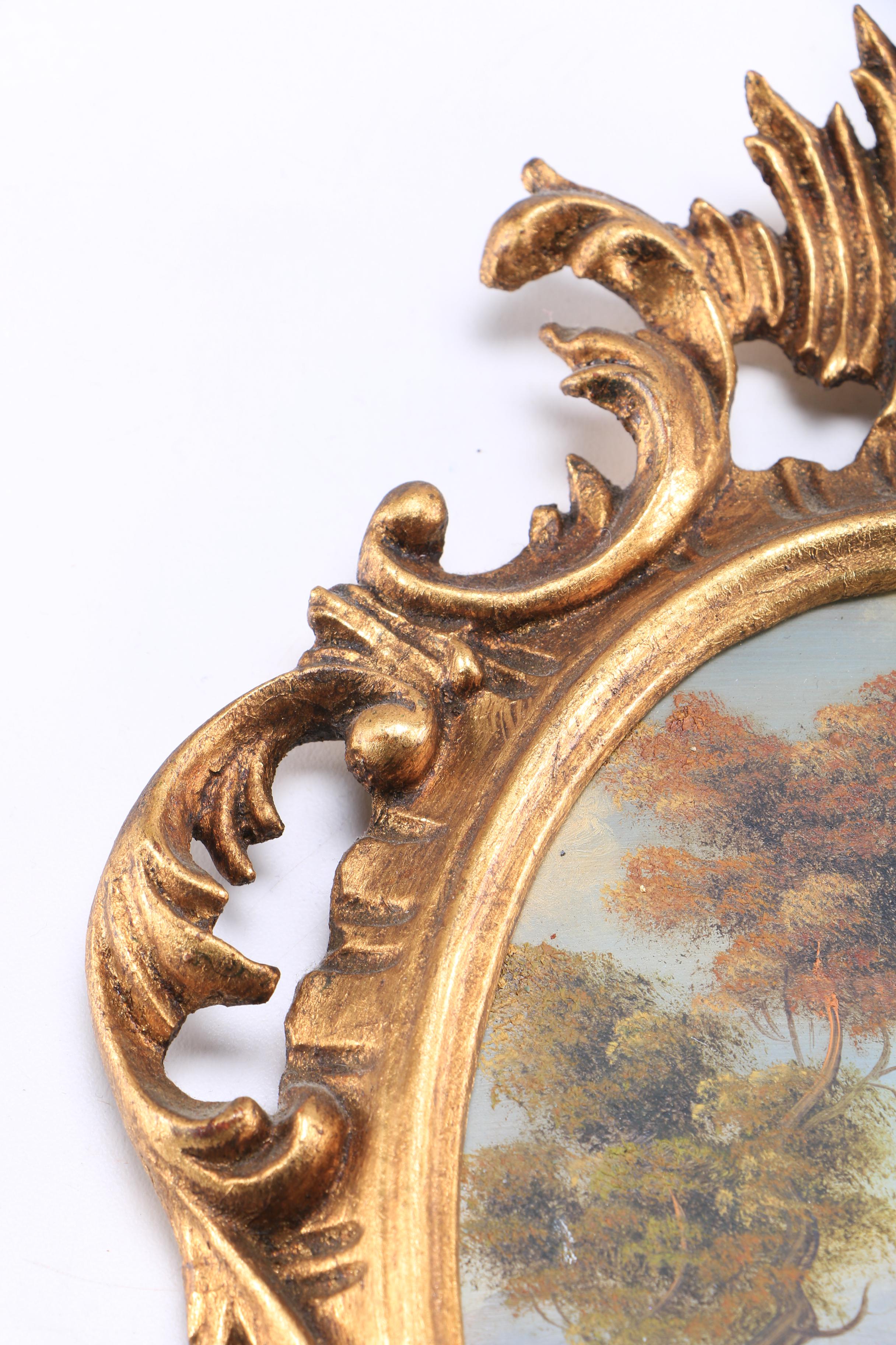 Oil Paintings on Copper With Ornate Italian Frames
