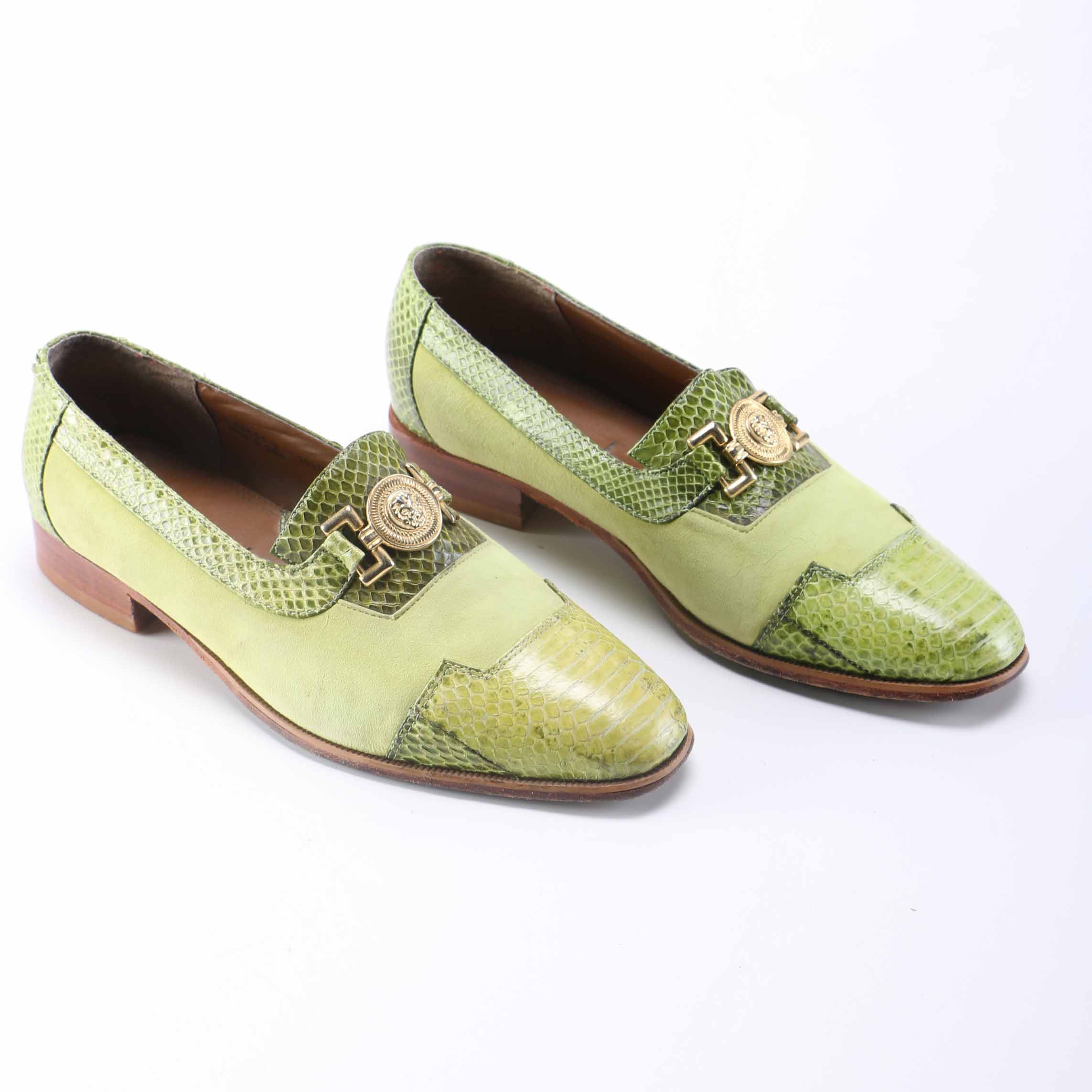 Men's Green Snakeskin Loafers