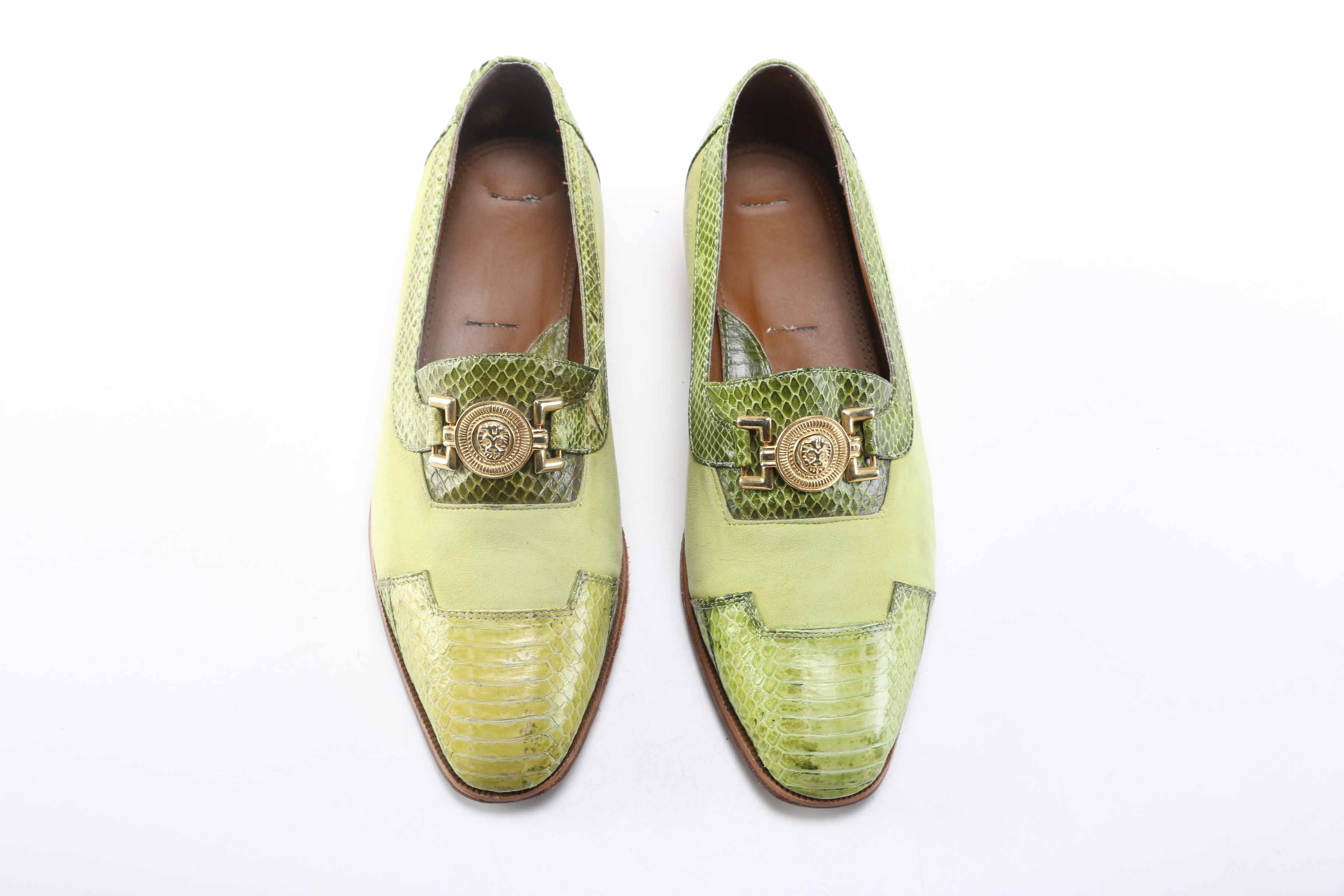 Men's Green Snakeskin Loafers