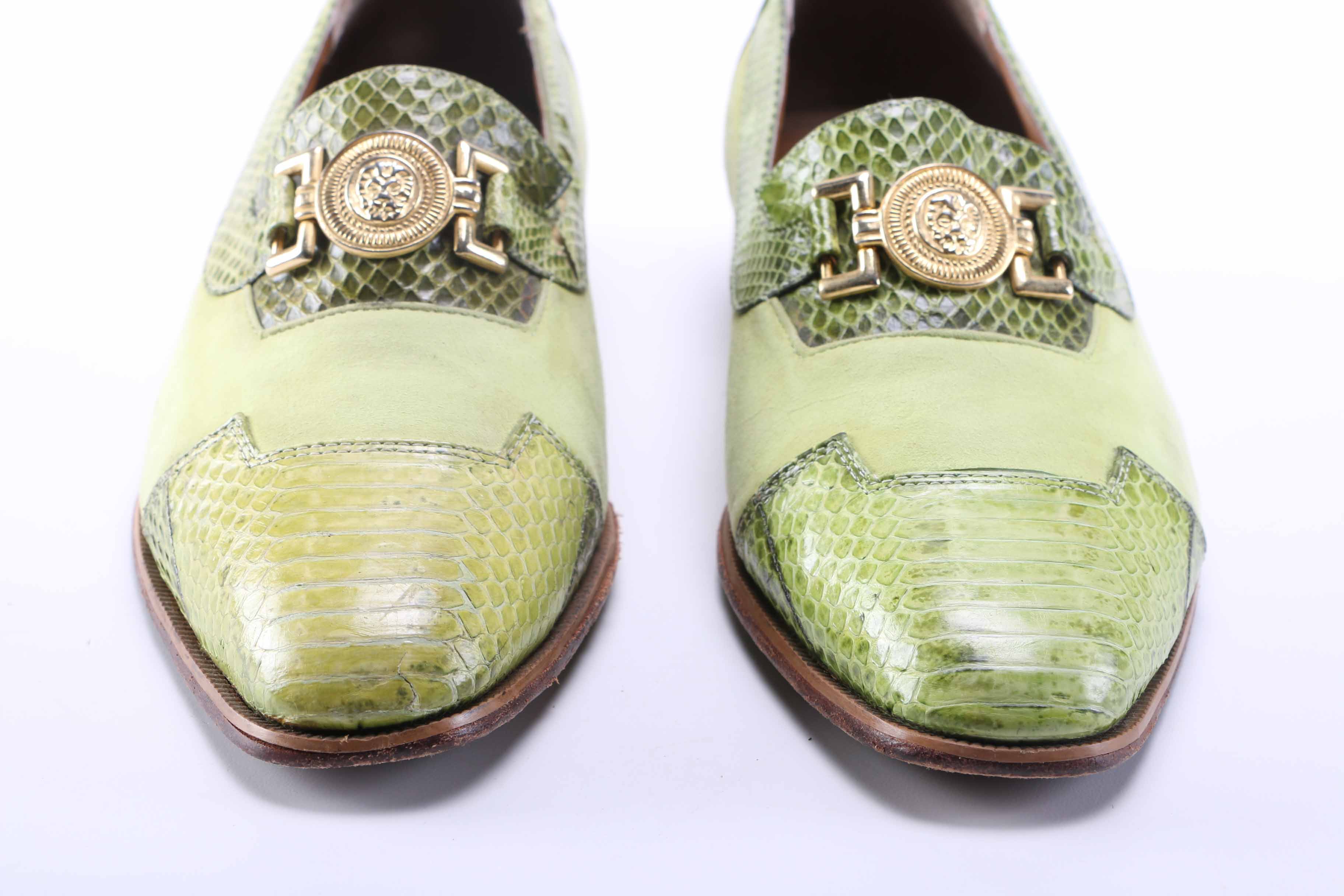 Men's Green Snakeskin Loafers