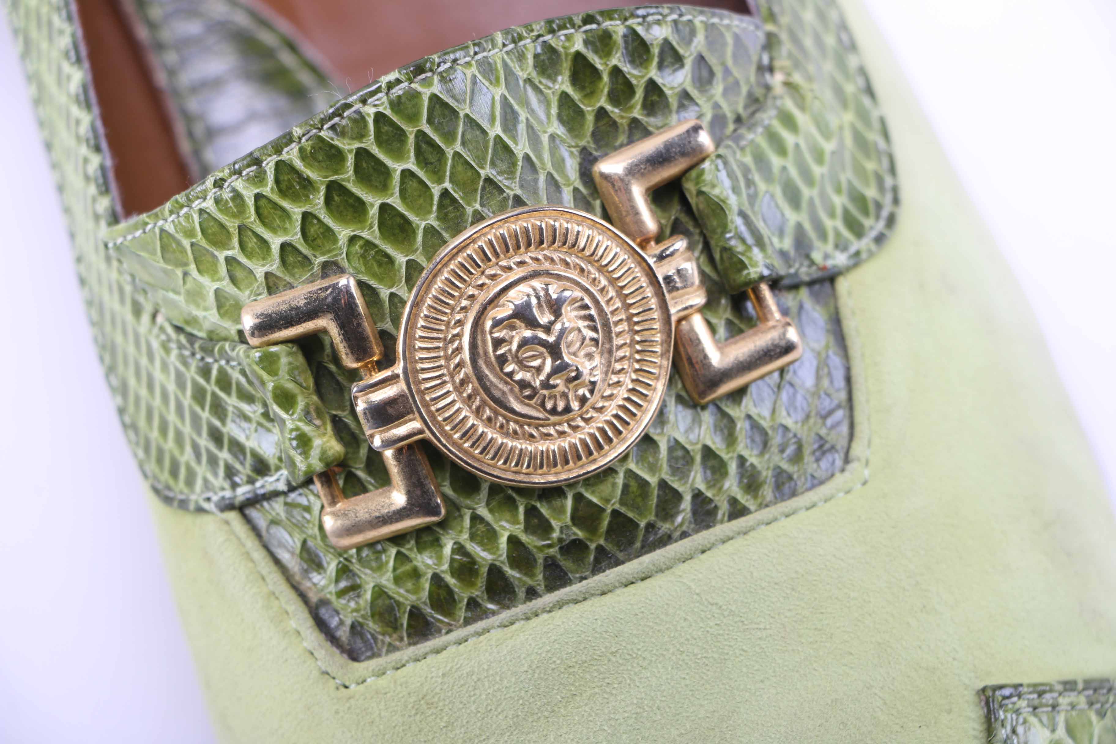 Men's Green Snakeskin Loafers