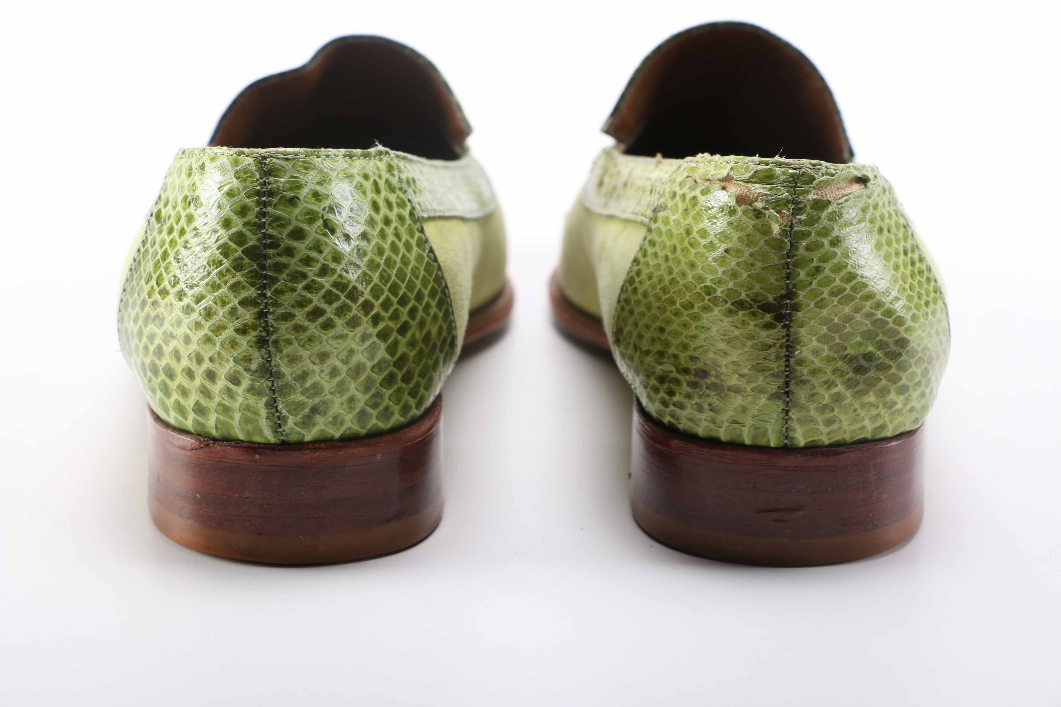 Men's Green Snakeskin Loafers