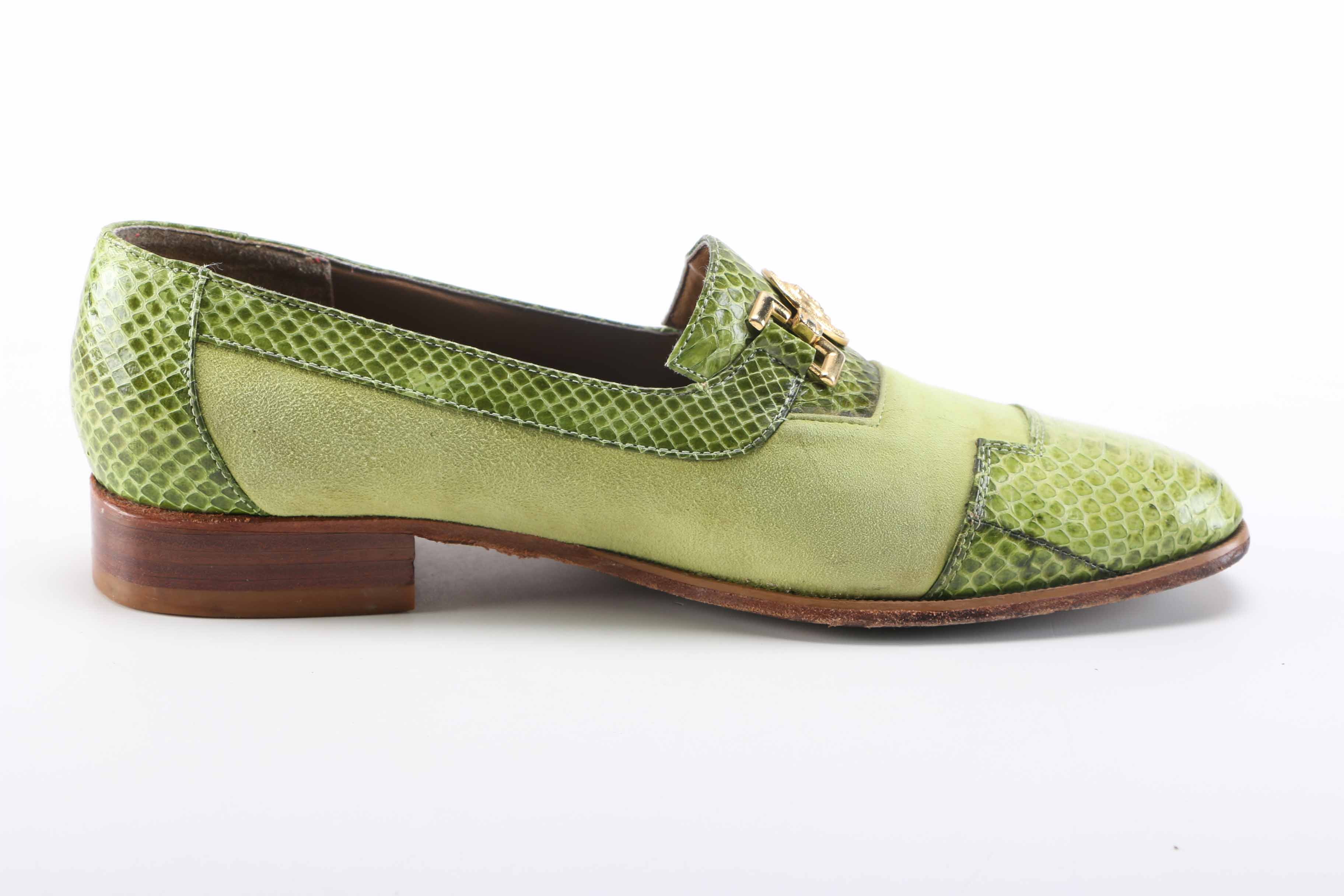 Men's Green Snakeskin Loafers