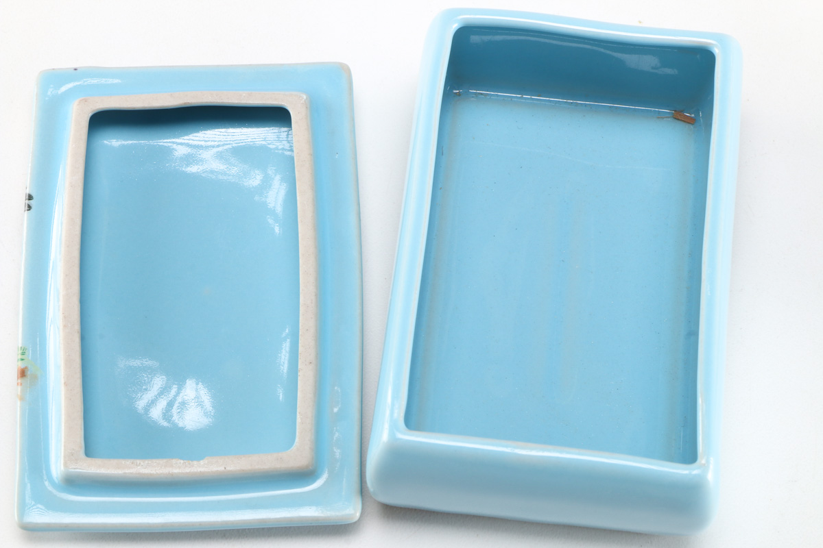 Japanese Porcelain Pheasant Themed Desk Smoking Set