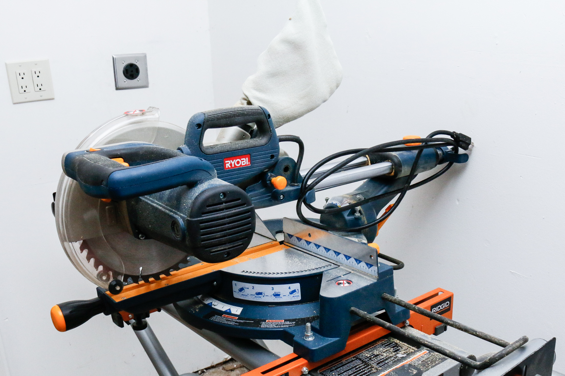 Ryobi Miter Saw with Ridgid Adjustable Stand