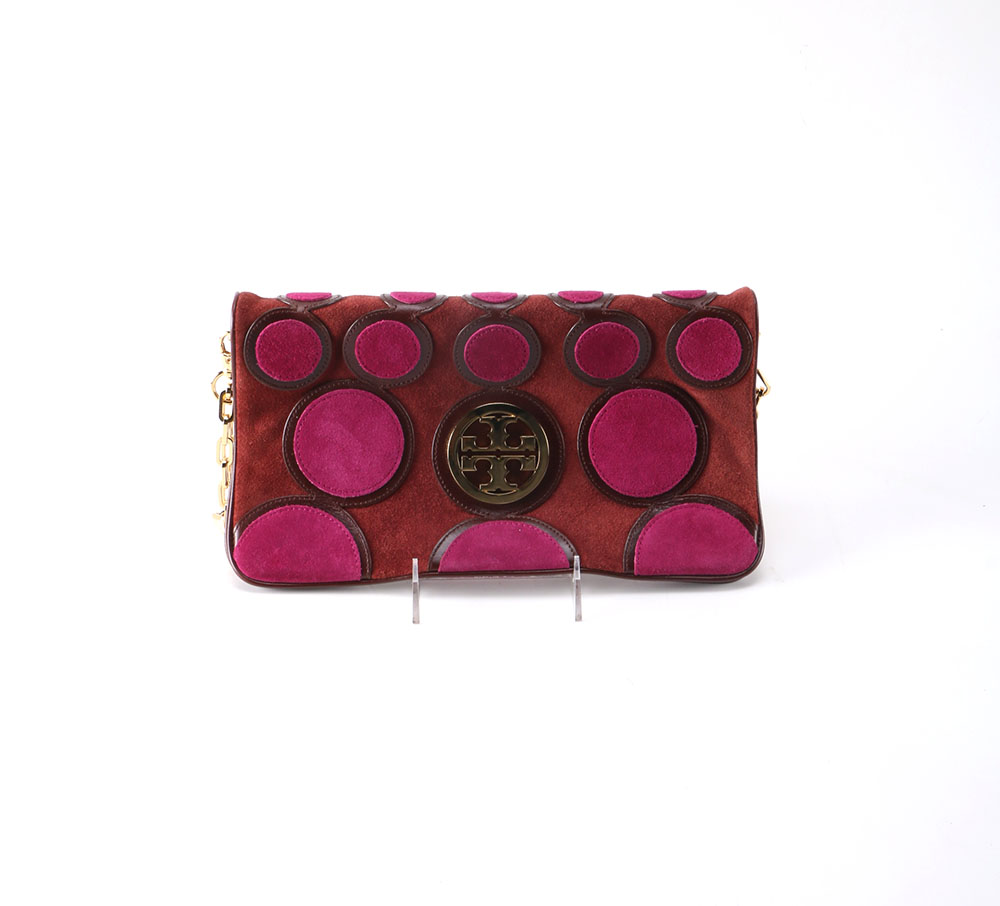 Tory Burch Suede and Leather Clutch