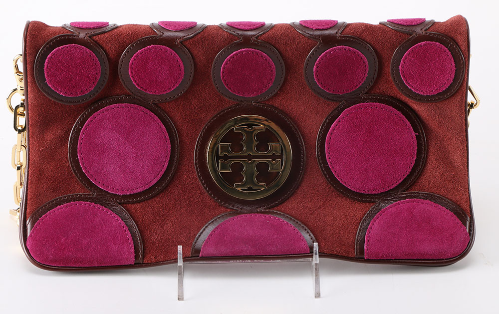 Tory Burch Suede and Leather Clutch