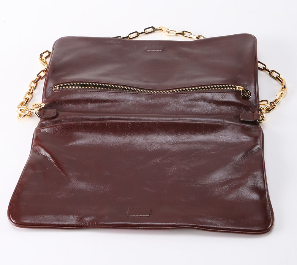 Tory Burch Suede and Leather Clutch