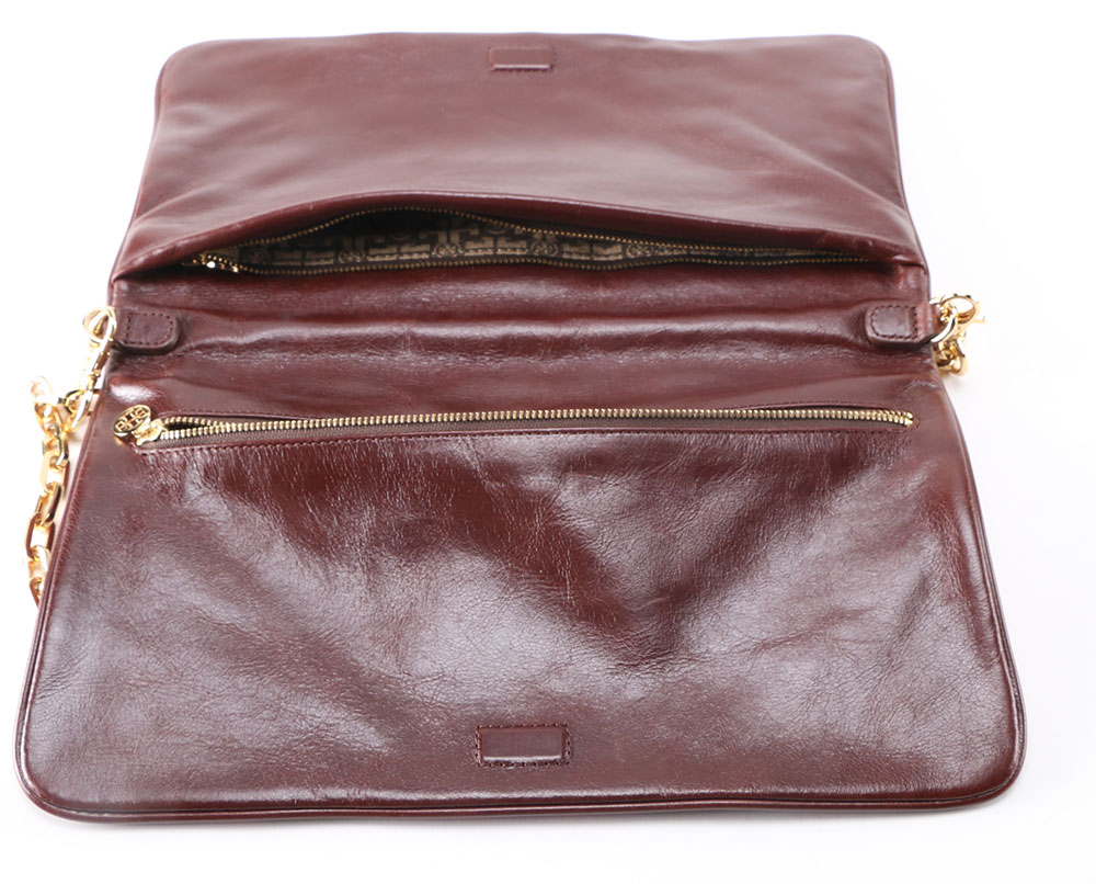 Tory Burch Suede and Leather Clutch