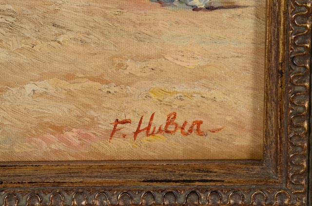 F. Huber Original Oil Painting on Canvas