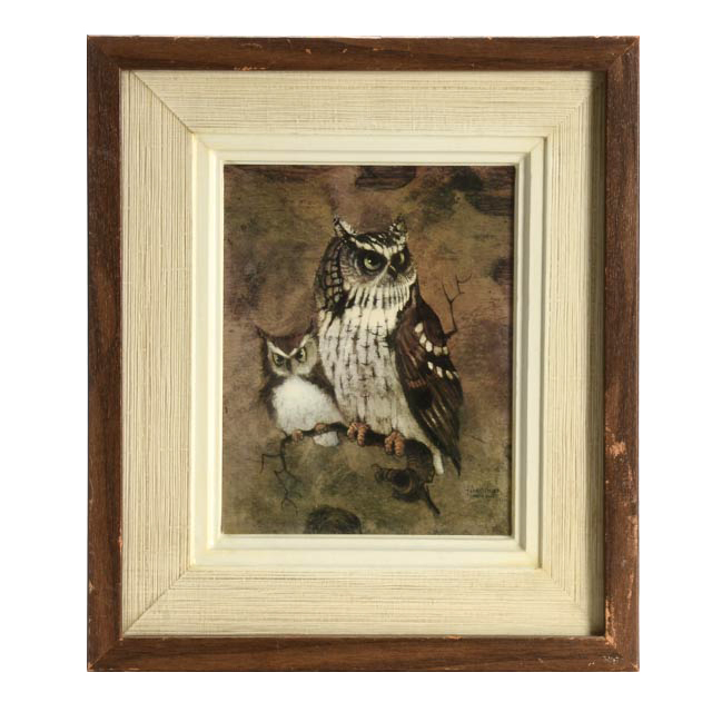 Offset Lithographic Reproduction after 1972 Richard Hinger Illustration "Screech Owl"