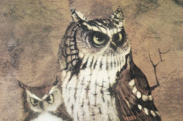 Offset Lithographic Reproduction after 1972 Richard Hinger Illustration "Screech Owl"