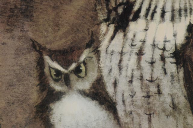 Offset Lithographic Reproduction after 1972 Richard Hinger Illustration "Screech Owl"