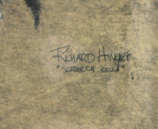 Offset Lithographic Reproduction after 1972 Richard Hinger Illustration "Screech Owl"