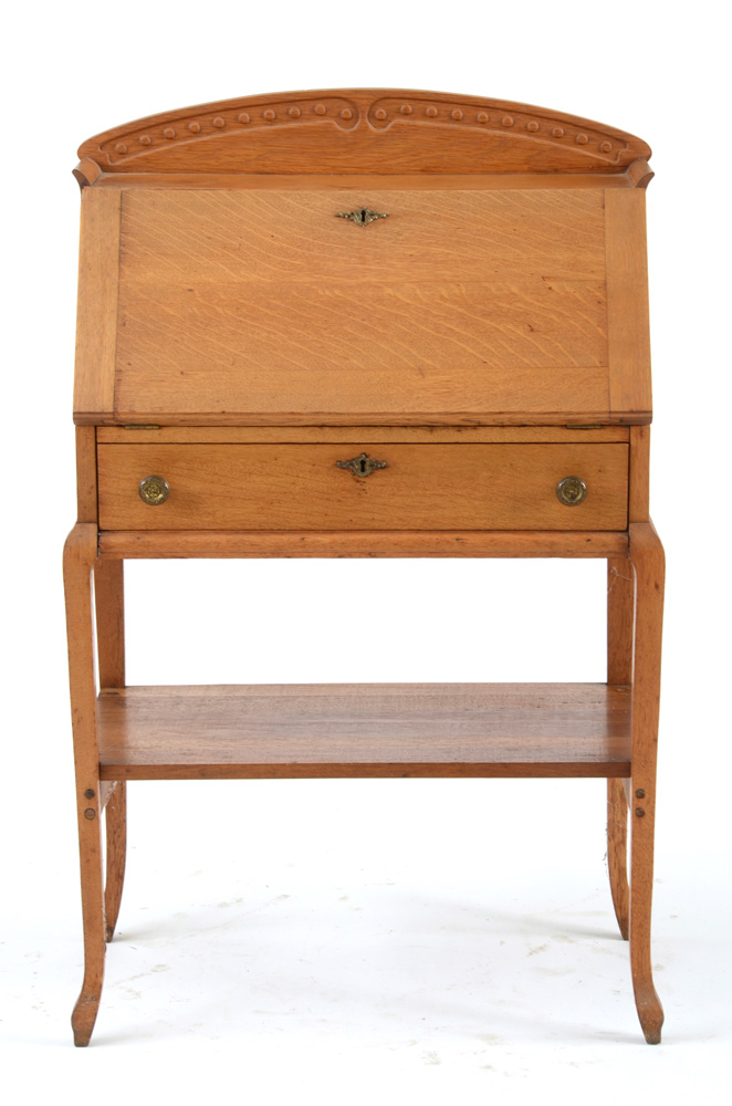 Antique Oak Slant Top Secretary Desk