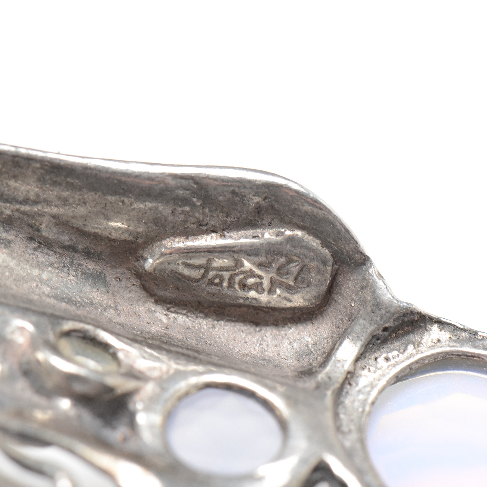 Sterling Silver Poran Gaaton Hinged Cuff with Synthetic Stones