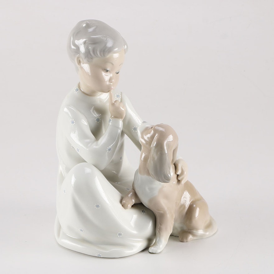 Lladró "Boy with Dog" Porcelain Figure