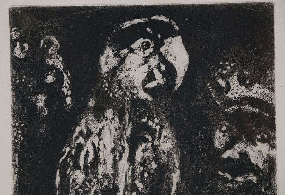 Marc Chagall Etching "The Two Parrots, The King, and The Son"